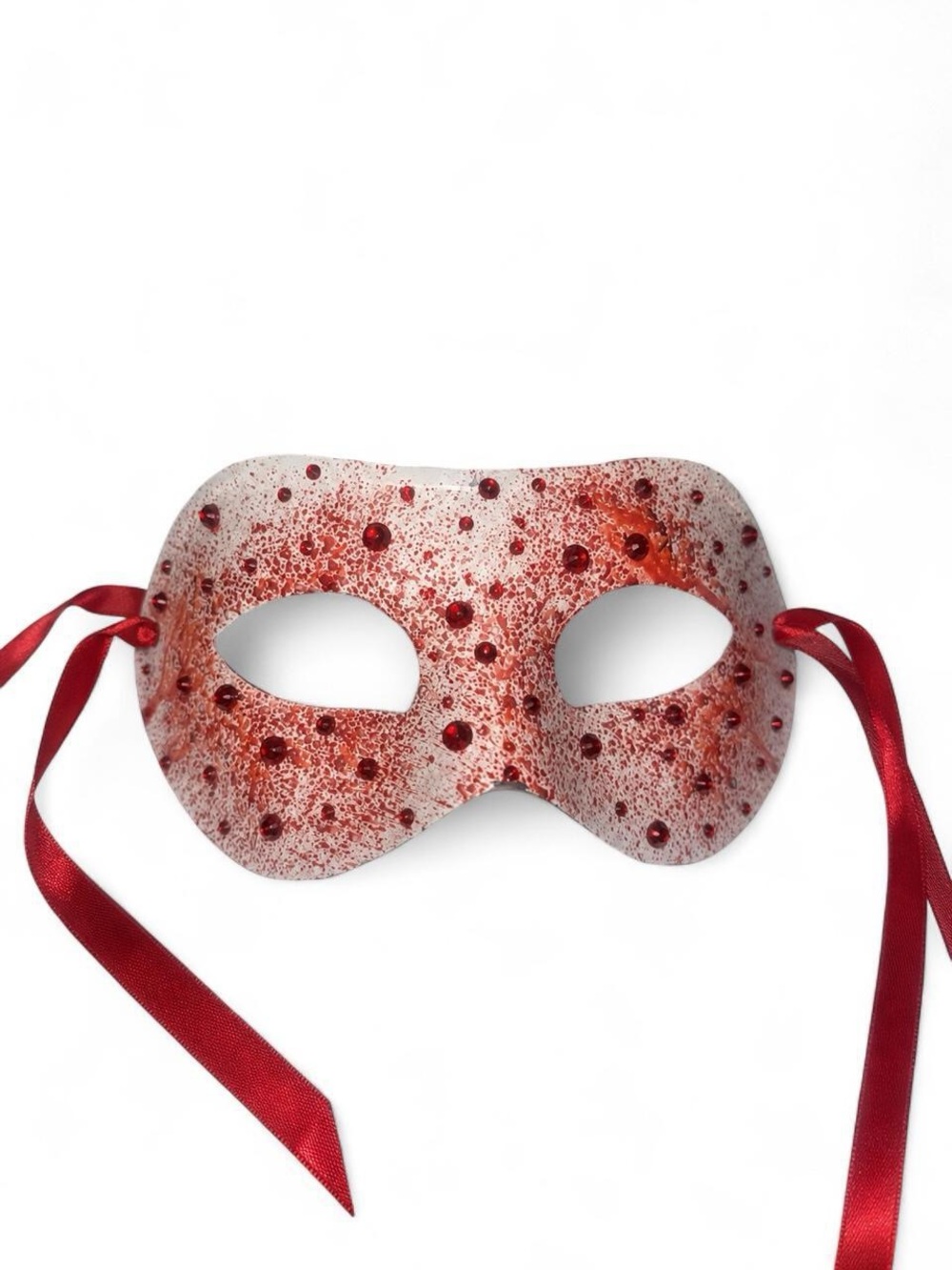 Halloween Horror Costume Masquerade Mask With Red Ribbon Ties New